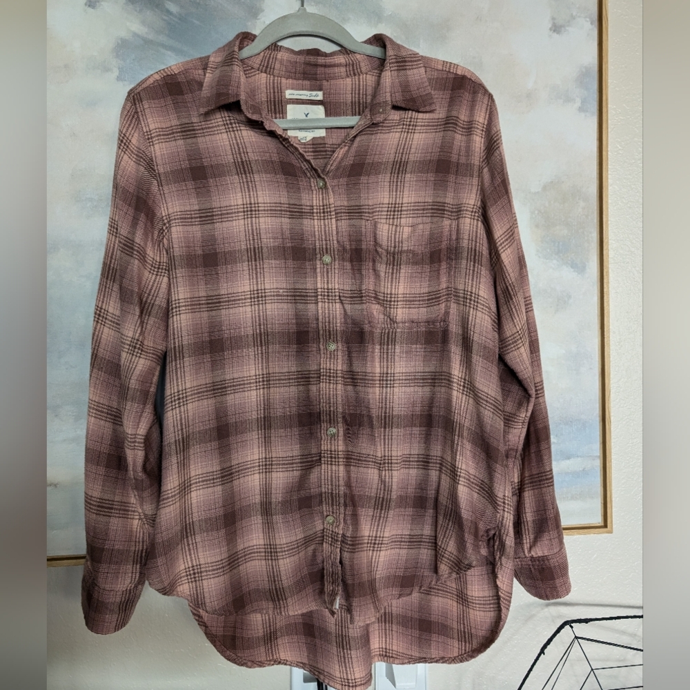 Light pink and brown flannel